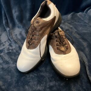 Men's FootJoy White and Brown Golf Shoes - GUC